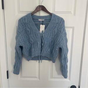 Women's Mango Blue Cable Knit Sweater